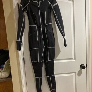 Free People Black Full-Body Jumpsuit White Accents by free people movement .